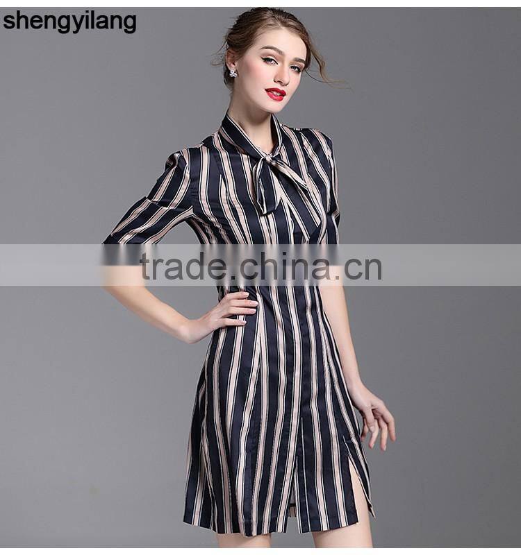 ladies promotion cheap spring summer big stripe fancy bulk plus size dresses shirt