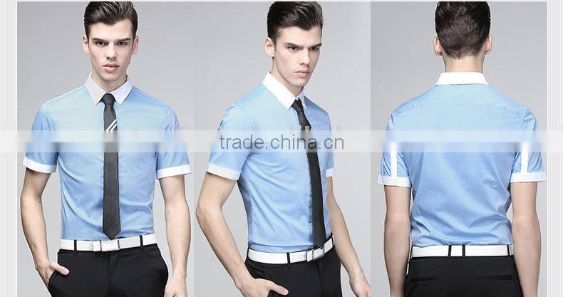 Slim black color short sleeve ,small collar cotton men shirts