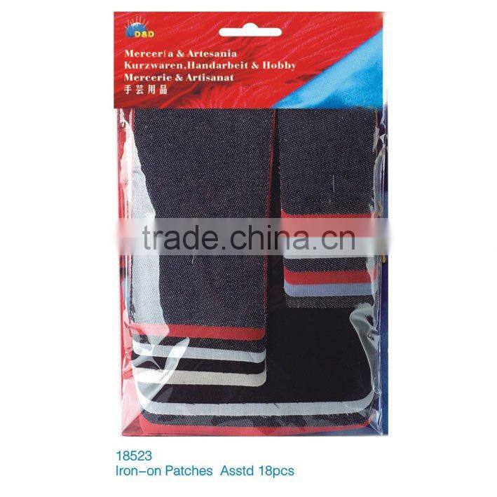 D&D fabric sticker applique shapes denim jeans patches for jackets, purses, knap sacks, school bags, T-shirts