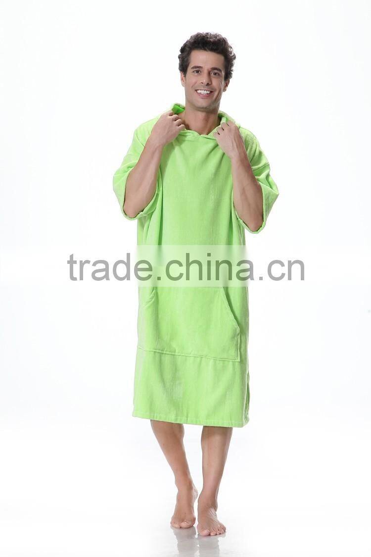 Wholesale unisex cotton terry green poncho