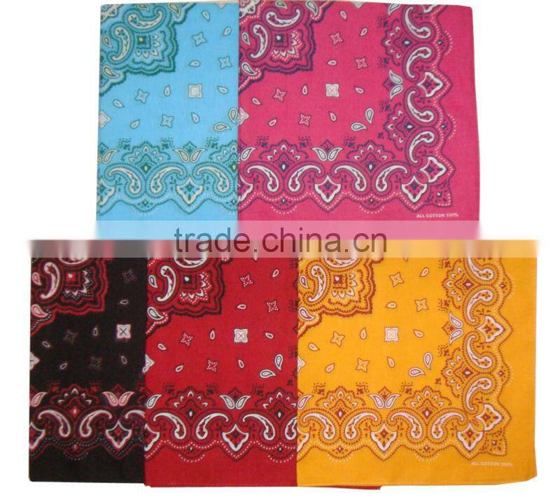 fashion soft lady polyester / cotton screen printed head scarf
