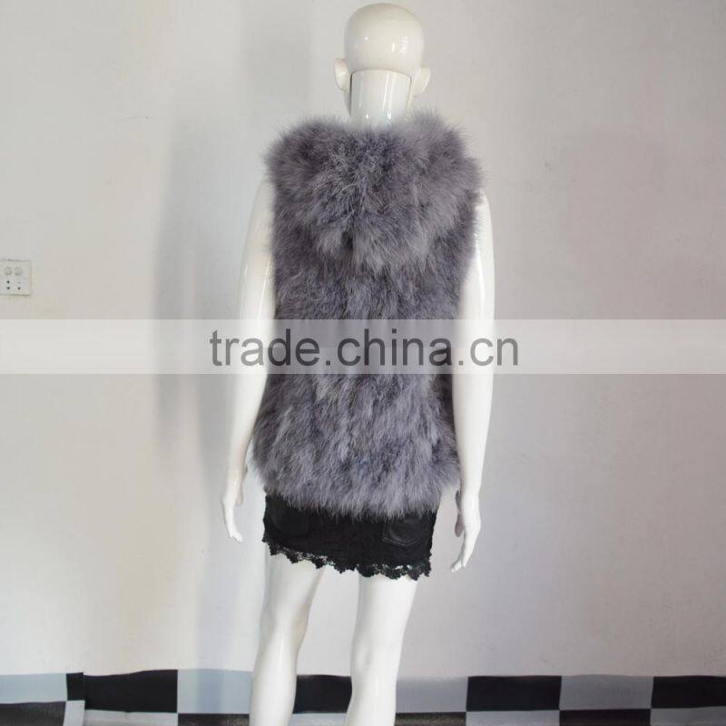 SJ007-01 Top Quality 2017 Fashion Apricot Turkey Feather Vest