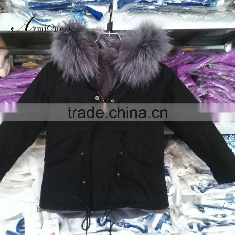 The kid style black shell with grey lining cute little gile/boys jacket