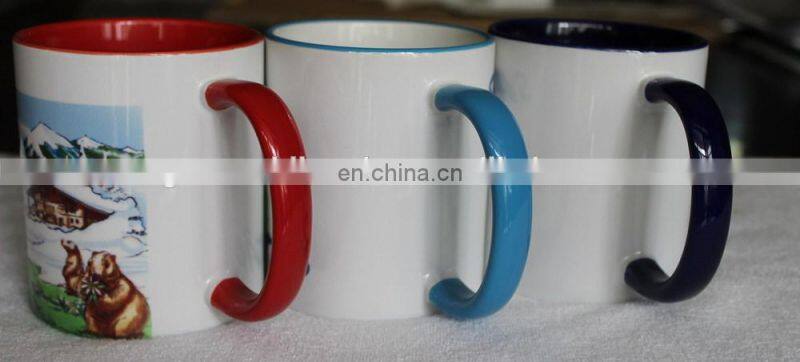 11 oz.Sublimation rim+handle color mugs