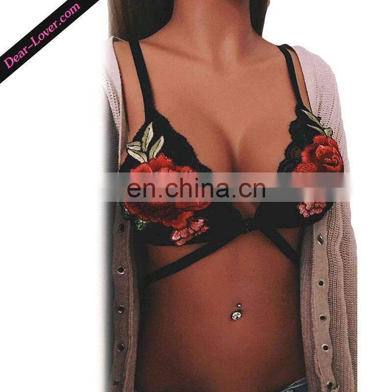 full lace thin cup floral embroidered women's bralettes