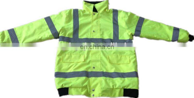 flourescent yellow reflective safety nylon winter rainwear