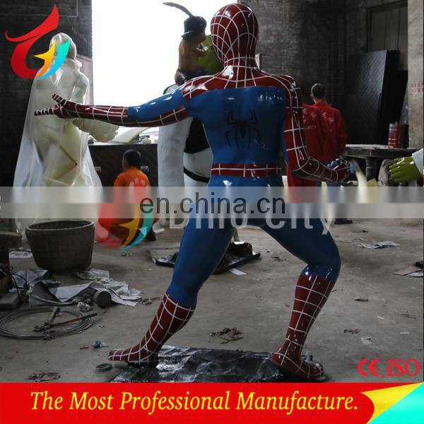 High Quality Superhero Charactor Life Size Spiderman Fiberglass Statue