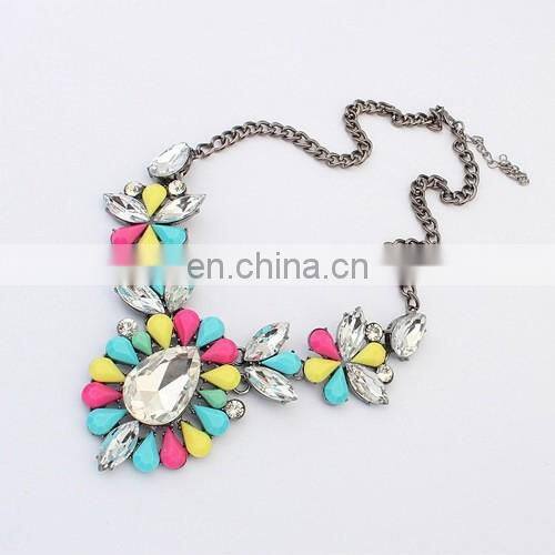 2016 fashion handmade round square triangle fancy cheapest pendant handmade chunky bead necklace