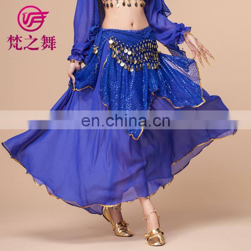 Indian chiffon long professional belly dance skirt Q-6033#