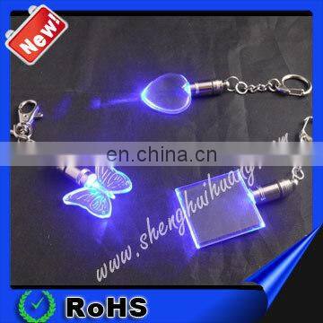 Custome Light Up Glowing LED crystal keychain watch