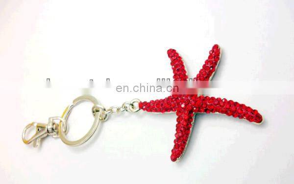 2014 new design keyring starfish custom metal keychain