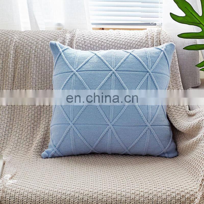 i@home Solid color nordic geometric knitted sofa pillow cushion cover