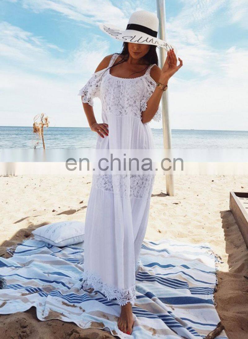 New Lace Cotton Long Beach Cover up Saida de Praia Sarong Vestido Playa Bikini cover up Maxi Beach Dresses Tunic for Beach