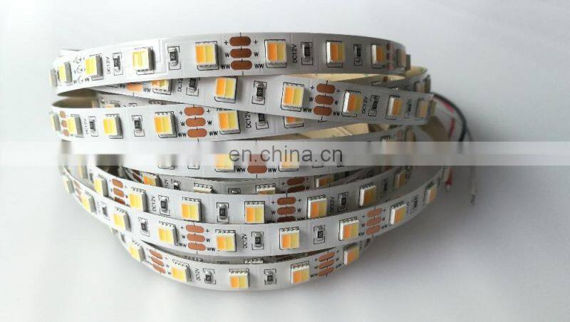 High cri 80 full led bicolore smd 5050 dual white ww/cw 2 in 1 led strip