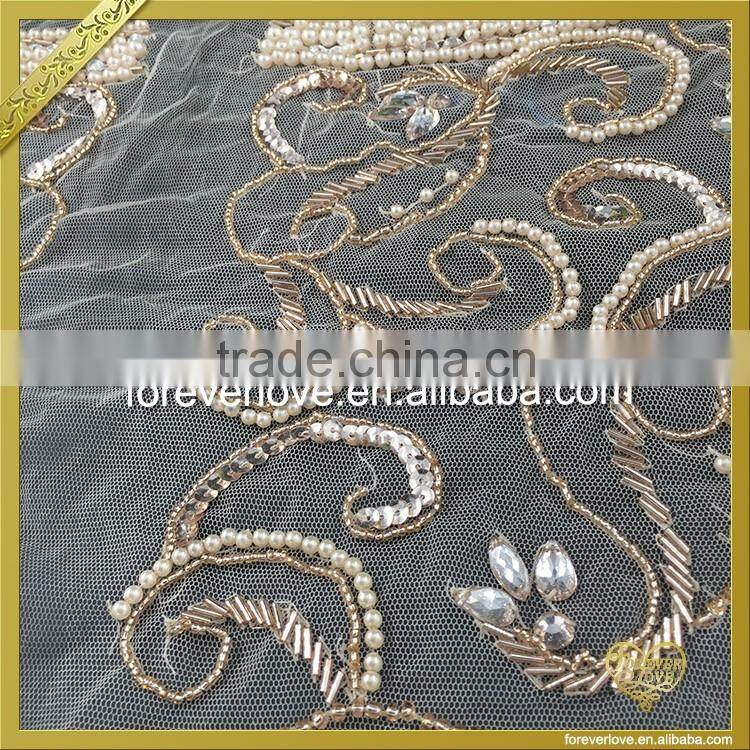 Wholesale handmade bridal rhinestone appliques custom embroidery patches for clothing FHA-053