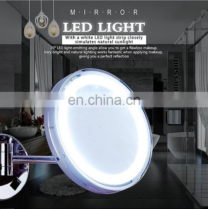 Single Arm Hotel Bath Room 3 Magnifying Mirror with Led Light