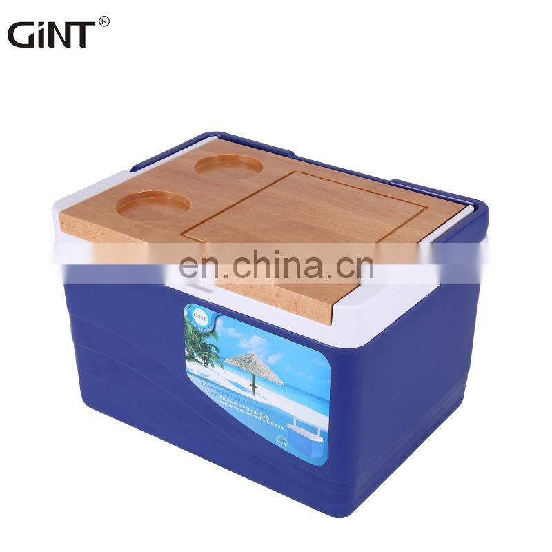 GiNT 11L China Factory Promotional Portable Wooden Lid Hard Coolers Customized Ice Cooler Box