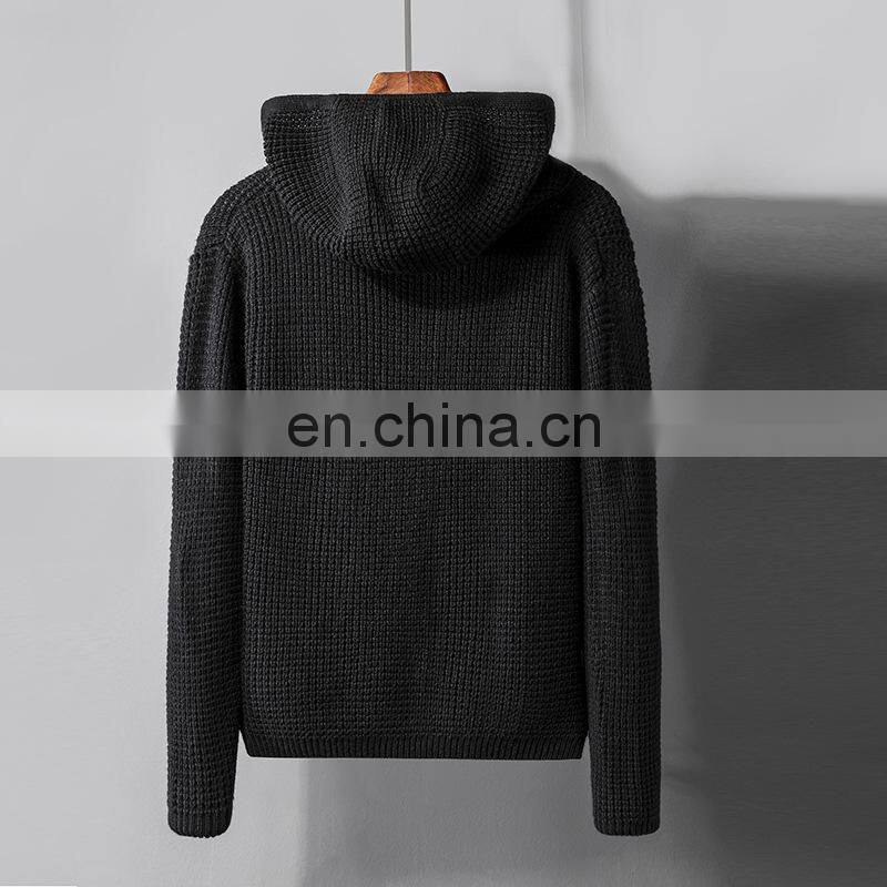 Merchant direct sale half high neck pullover hooded loose knit men's men's sweater