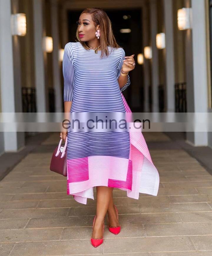 Women Fashion Dress in striped and irregular Dress