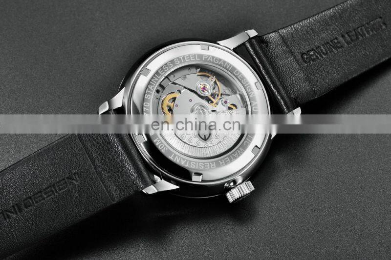 PAGANI DESIGN 2770 Mens Fashion Calendar Casual Watches Automatic Mechanical Leather Strap Wristwatch