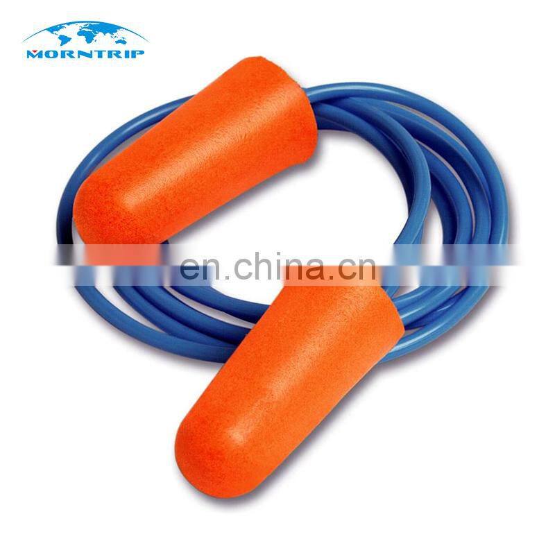 Working Shooting Travel Hearing Protection Disposable Pu Foam Earplugs With Polyester Rope