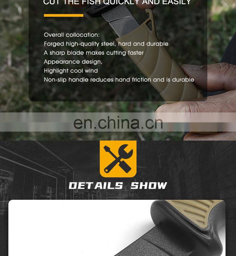 New TPR&ABS Fishing Knife Outdoor Camping Light Fish Fillet Knife with Black Coat and Scabbard Safety Fish Knife