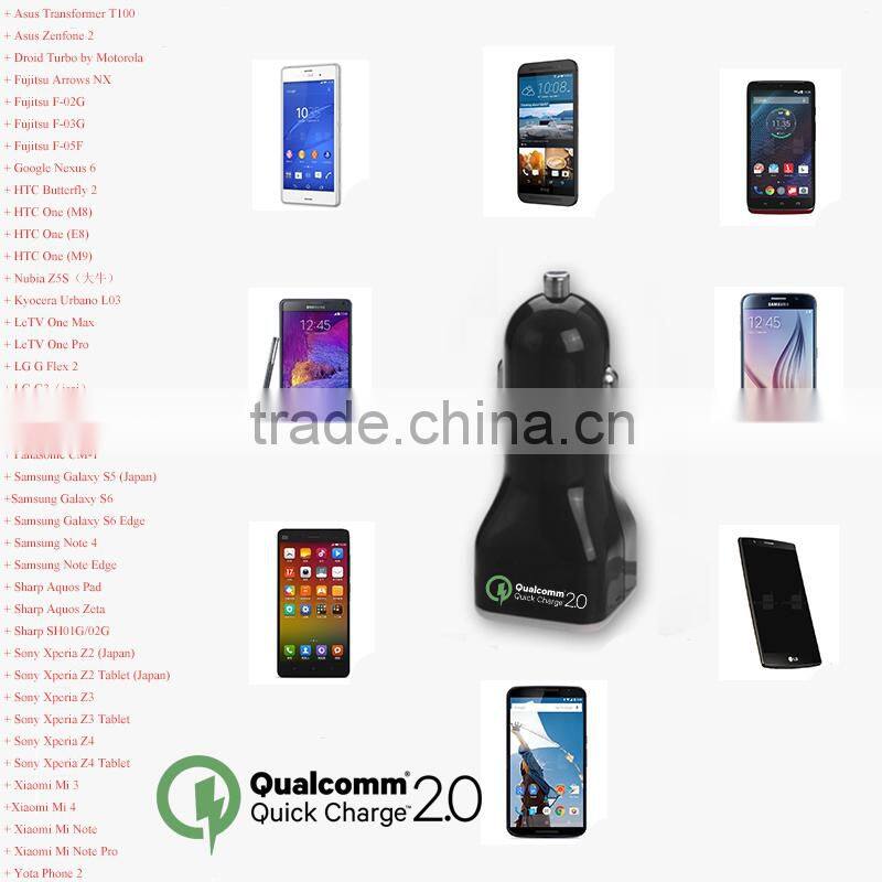 36 Watt Qualcomm Certified Quick Charge 3.0 Dual USB Car Charger with Quick Charge 2.0 Technology for Samsung S6 Edge Note 5