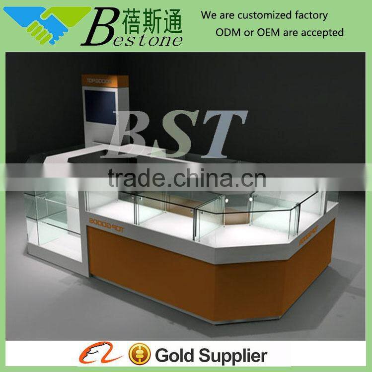China Bestone factory glass display cabinet supply boutique counter, free retail shop interior design