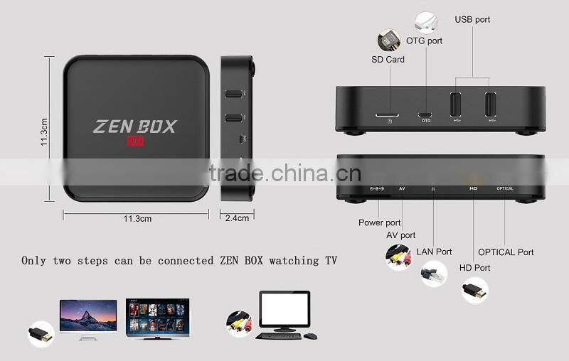New Professional Brand Zen-Box 2GB DDR3 S905 HD 4K2K KODI IPTV Receiver Quad Core Android TV Box