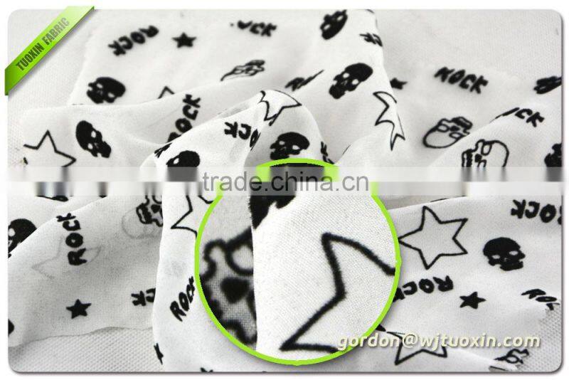 Flock Printing Summer Dress Chiffon Textile Fabric
