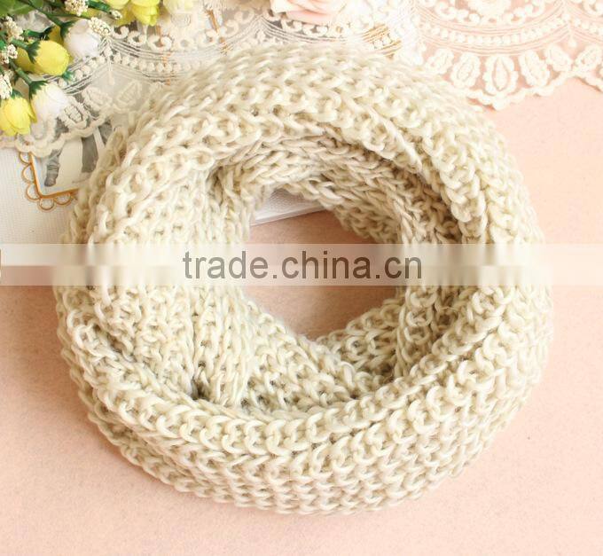 Wholesale Fashion Plain Solid Color Wool Circle Loop Infinity Women Knitted Scarf