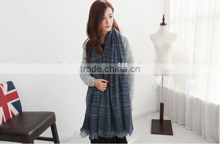 Newest Fringed Tassel Jacquard Checked Plaid Fashion Ladies Winter Wool Scarf