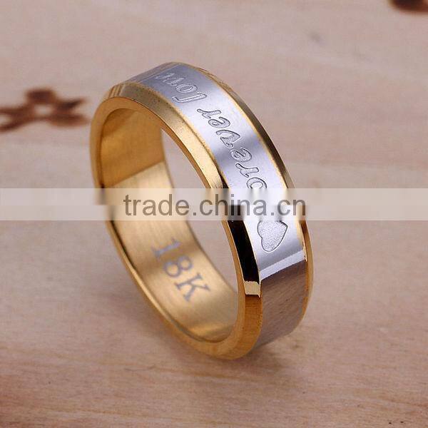 Lekani forever love printed dual tone gold letter ring