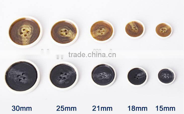 Sedex Audited Factory 2 Pillar Burnt Rim Resin horn button, polyester horn button