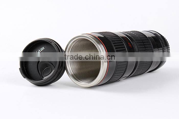 Small Black 2 Generation Stainless Steel Camera Lens Mug Cup for Canon 70-200MM