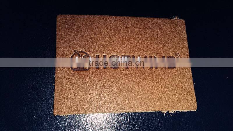 leather patch for garment, debossed printed/genuine leather label