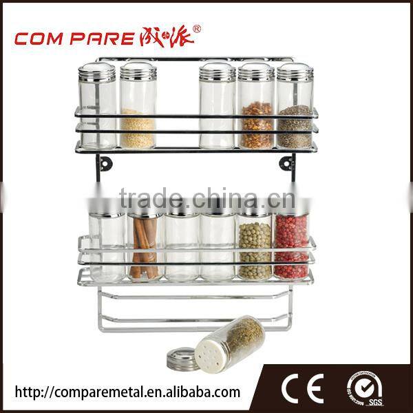 One tier wall mounted spice jar rack