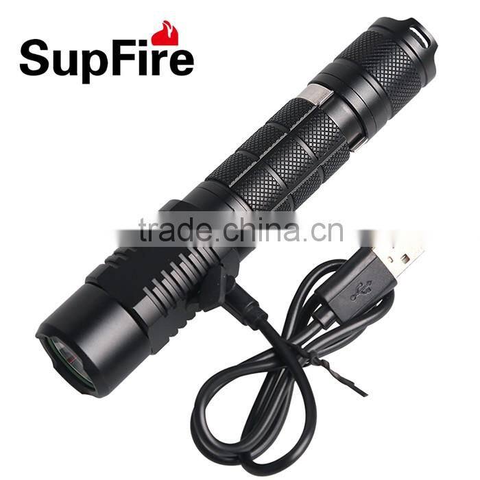 Hot sale USB LED flashlight high quality A3 torch light rechargeable battery flash light emergency tactical clip flash light