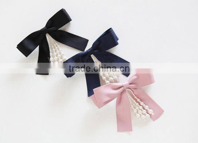 fancy beads ribbon make hair bow alligator hair clip barrettes