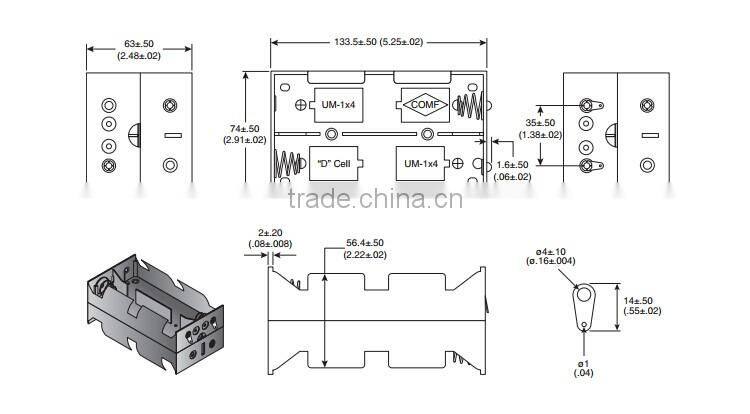 BH182D Battery holder , 8 D Battery Holder with Solder Tabs,battery holder,back to back battery holder