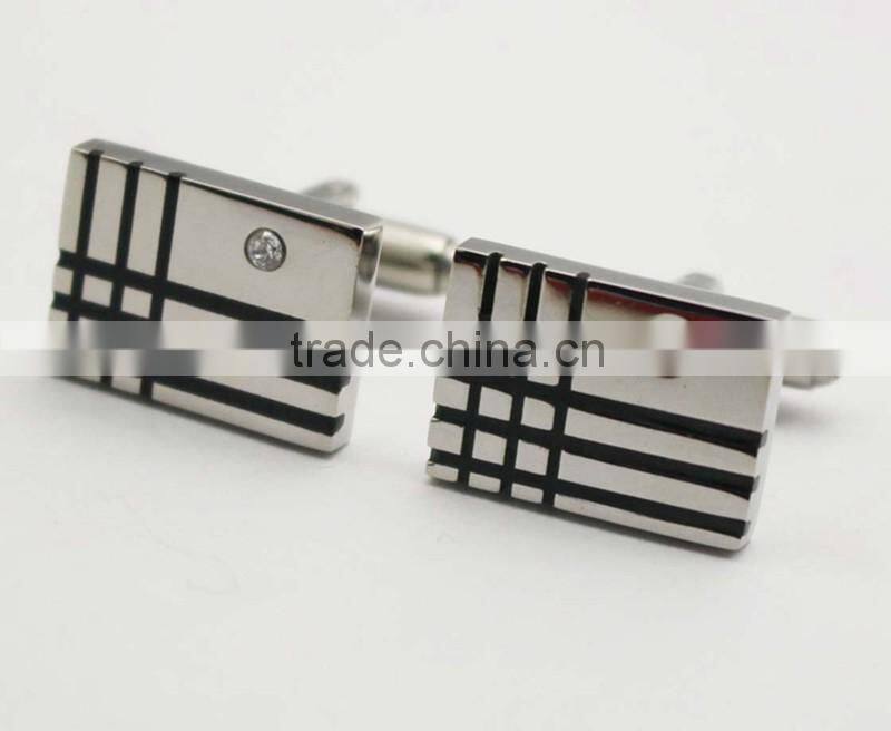 High Quality Rectangle Shape Crystal Cufflinks for Man