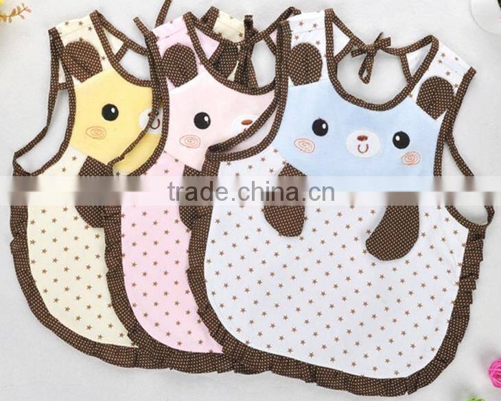 cute baby cotton apron/baby bear shape dinner apron/baby waterproof apron