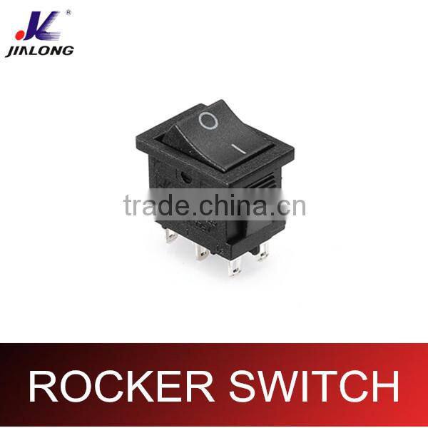 6pins on-off 6P 6A 250V AC illuminated rocker switches DPDT double pole double throw rocker switch KCD1-203C-T