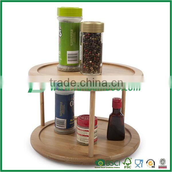 Bamboo 2-Tier Lazy Susan for kitchenware