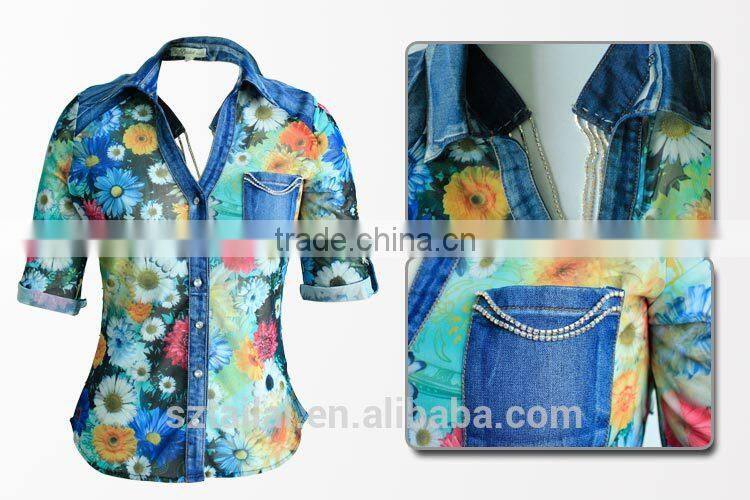 Clothes supplier 2016 new Fashion Print blouse women shirt model