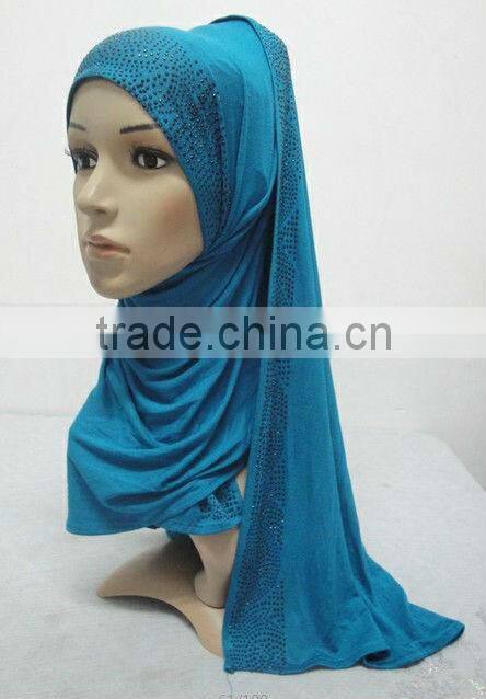 JL009 cotton elastic jersey muslim long scarf