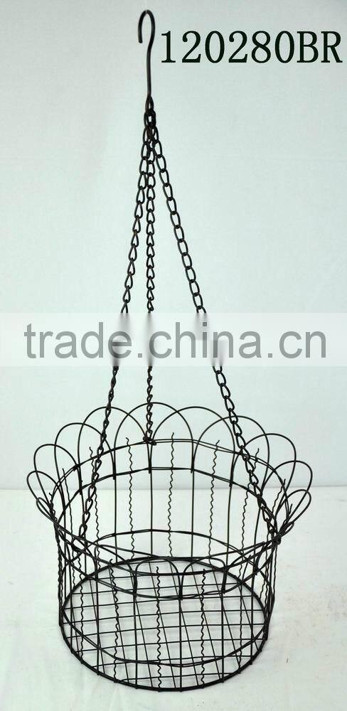 Industrial indoor/outdoor wire hanging basket