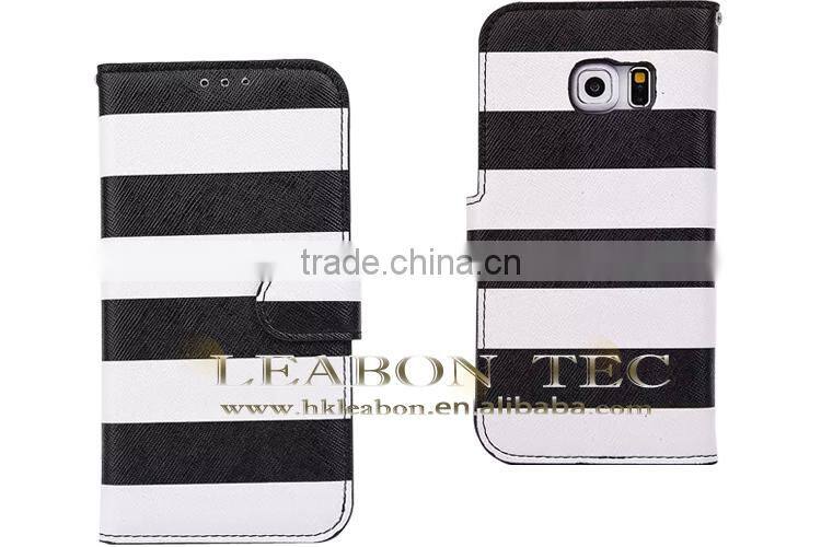 hot new products for 2015, fancy color strip wallet leather case for samsung galaxy s6 edge,