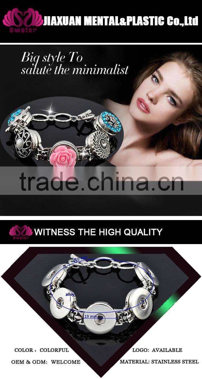 MOQ 100pcs 2015 popular fashion snap press button leather bracele