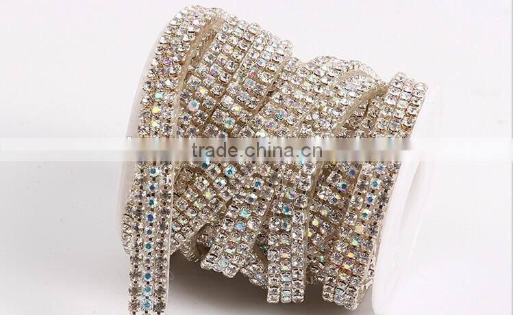 Garment Accessories Decoration diamond chain with hot fix adhesive rhinestone ribbon